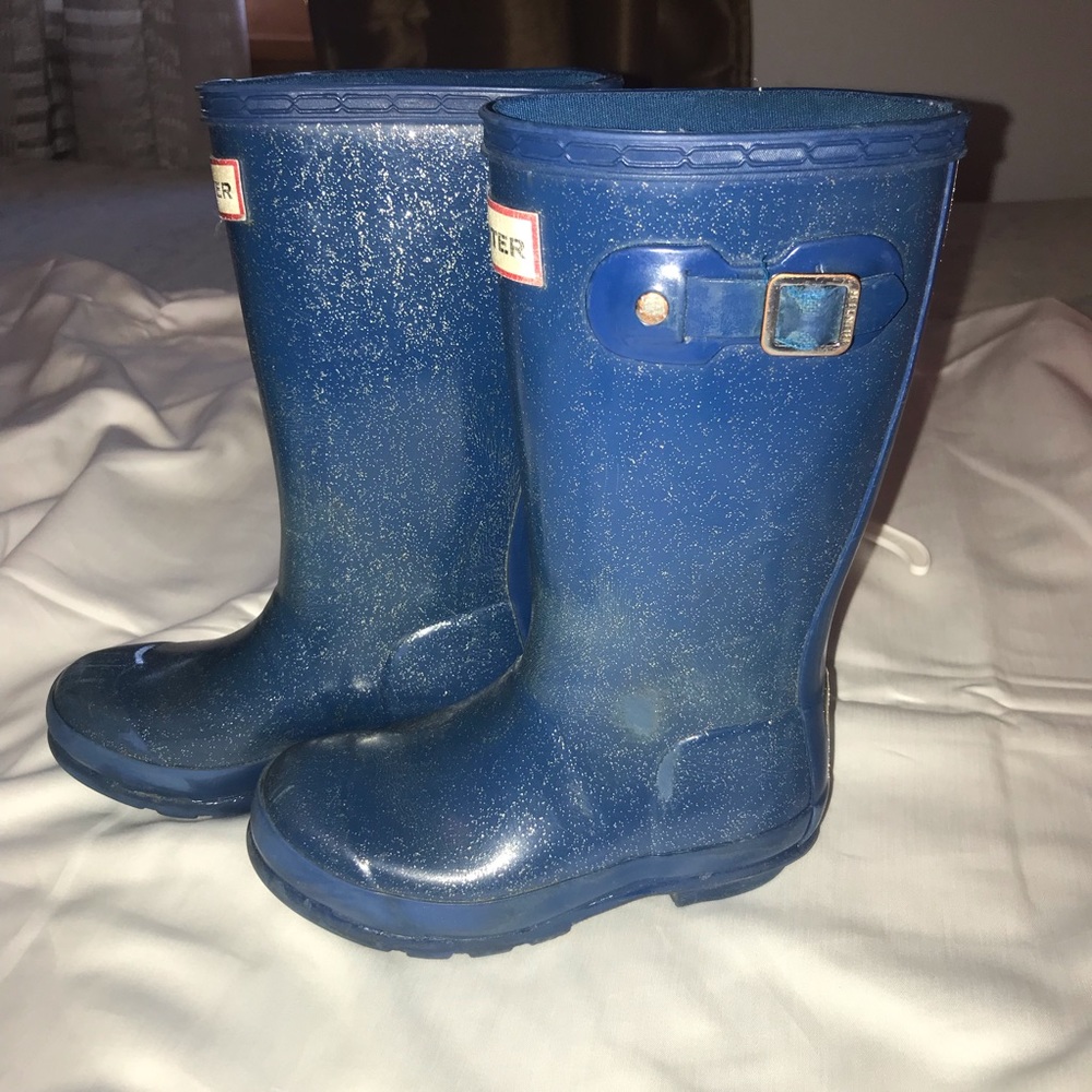 Hunter Girls glitter blue boots